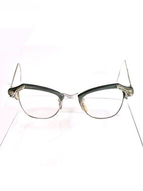 SALE Stunning 1950s Vintage B&L 12K GF,Rhinestone Corners,Charcoal Brow Glasses